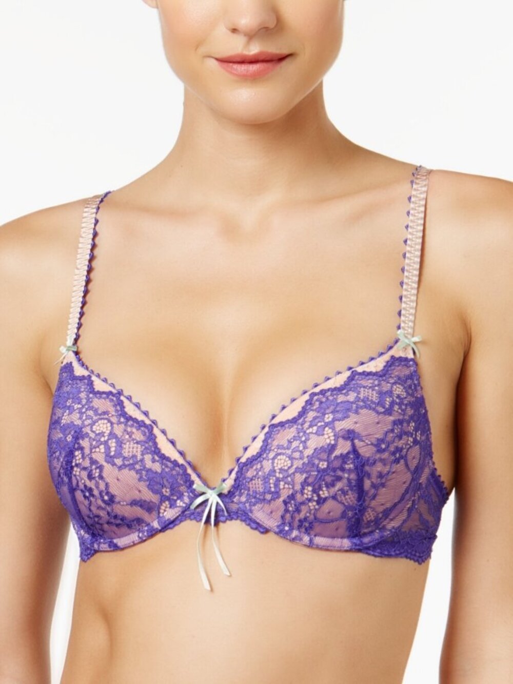 Heidi Klum Intimates Womens Intimate Masquerade Muse Contour Picot Trim Bra